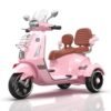 Kids 2 Seater Vespa Style Ride-On Scooter With 12V, 3 Wheels